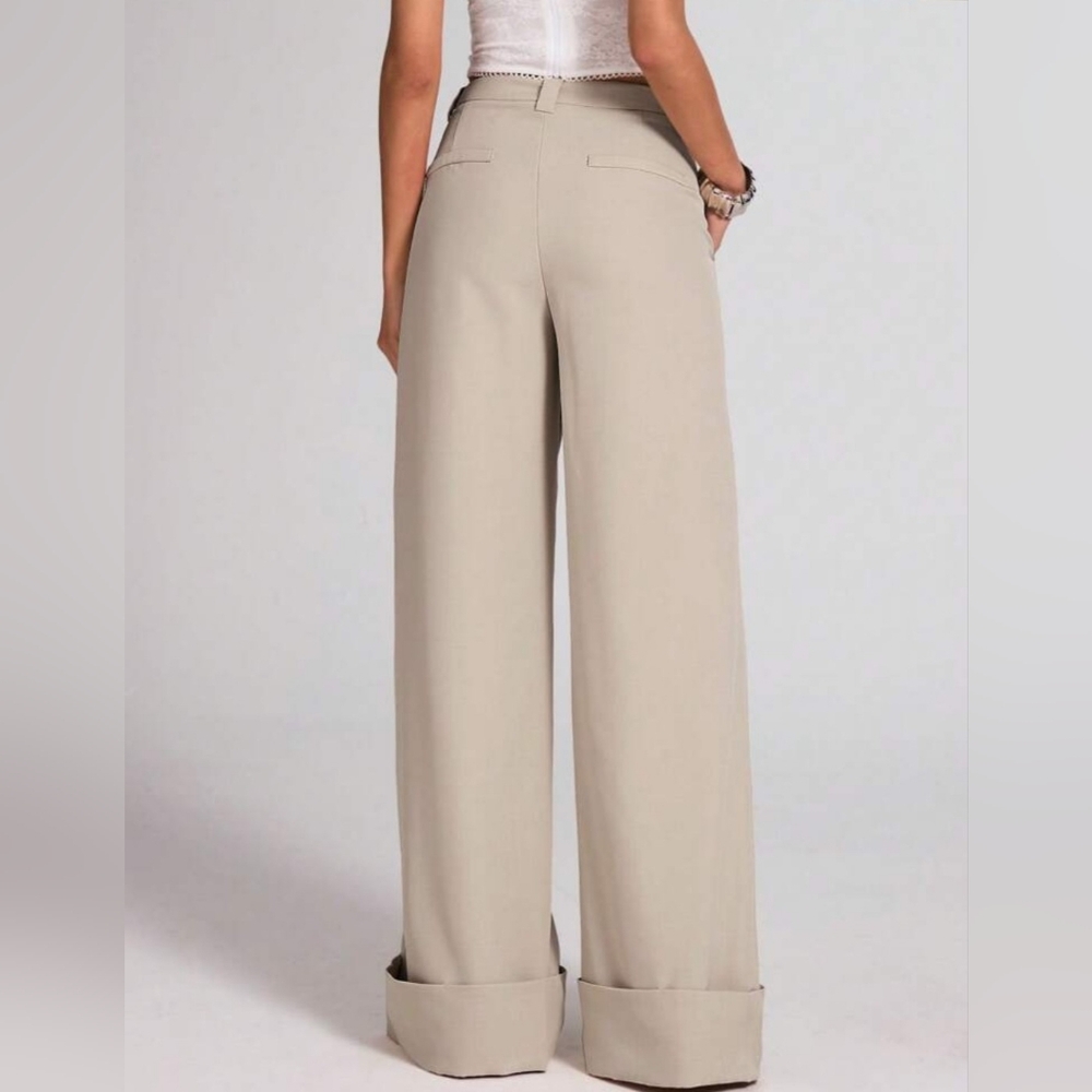 NWT SHEIN BAE Women's Button Pocket Simple Low-Waist Long Cuffed Pants Size 4 - Picture 3 of 8